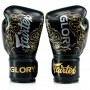 Fairtex BGVG3 "Glory" Боксерские Перчатки Тайский Бокс Липучка Черные с Золотом